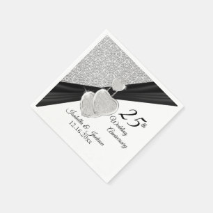 Servilleta De Papel 25to Diseño del aniversario de bodas de plata