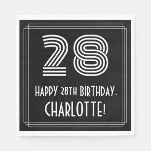 Servilleta De Papel 28 Aniversario: Aspecto inspirado en el Art Deco "
