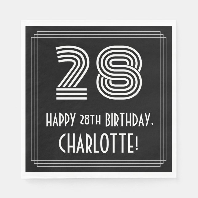 Servilleta De Papel 28 Aniversario: Aspecto inspirado en el Art Deco " (Anverso)