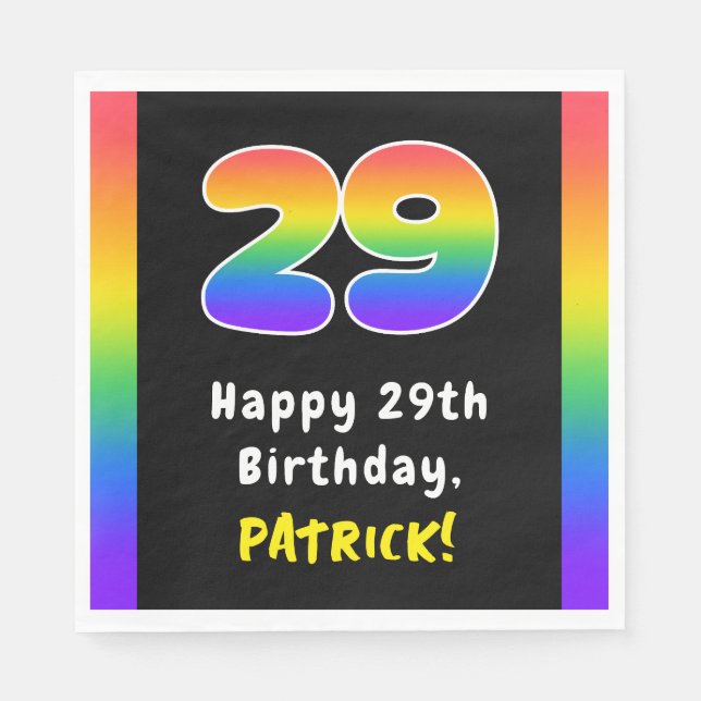 Servilleta De Papel 29º cumpleaños: Espectro arcoiris # 29, nombre per (Anverso)
