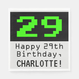 Servilleta De Papel 29º cumpleaños - Nerdy / Geeky Style "29" y nombre