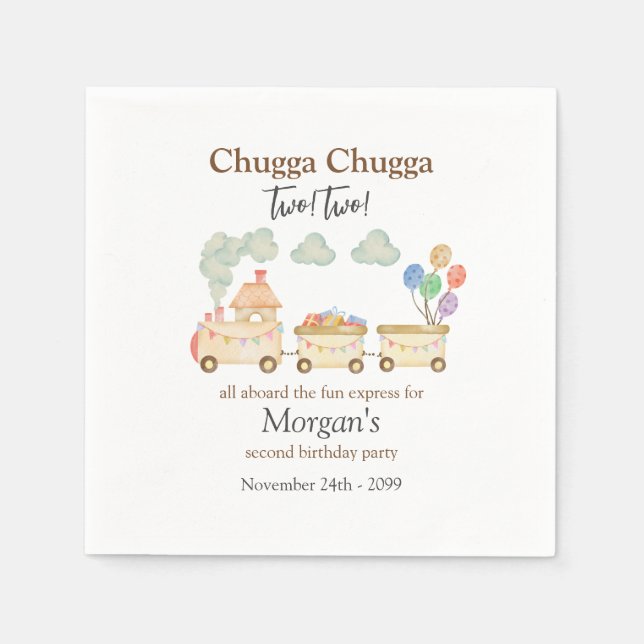 Servilleta De Papel 2.ª acuarela Marrón Tren Divertido Express (Anverso)