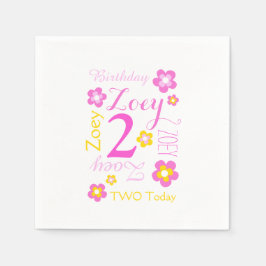 Servilleta De Papel 2.ª flor de cumpleaños llamada rosa amarillo gráfi