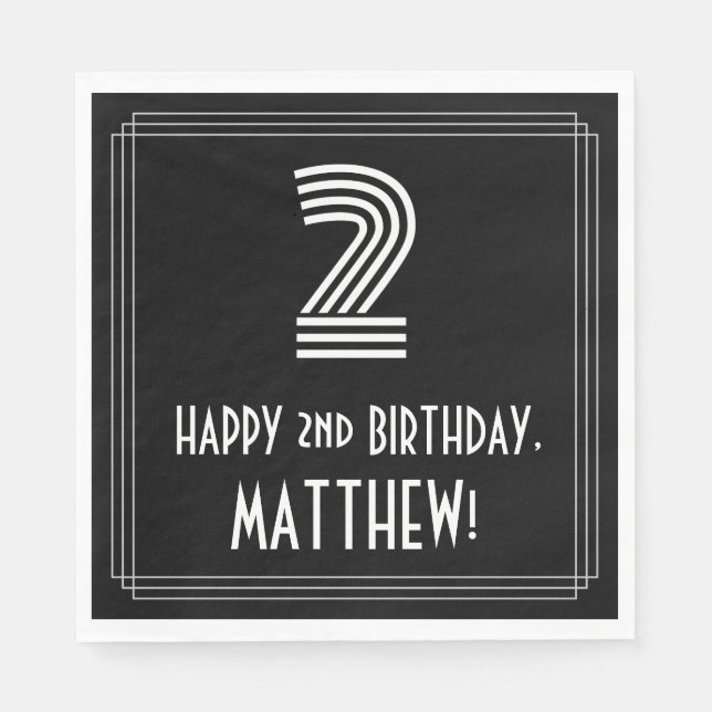 Servilleta De Papel 2.º Cumpleaños: Aspecto inspirado en el Art Decó " (Anverso)