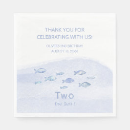 Servilleta De Papel 2.º cumpleaños peces de mar azul lindo ilustrado