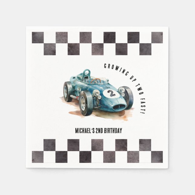 Servilleta De Papel 2 cumpleaños rápido Race Car (Anverso)