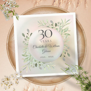 Servilleta De Papel 30º Aniversario de Boda Acuarela Verde Perla