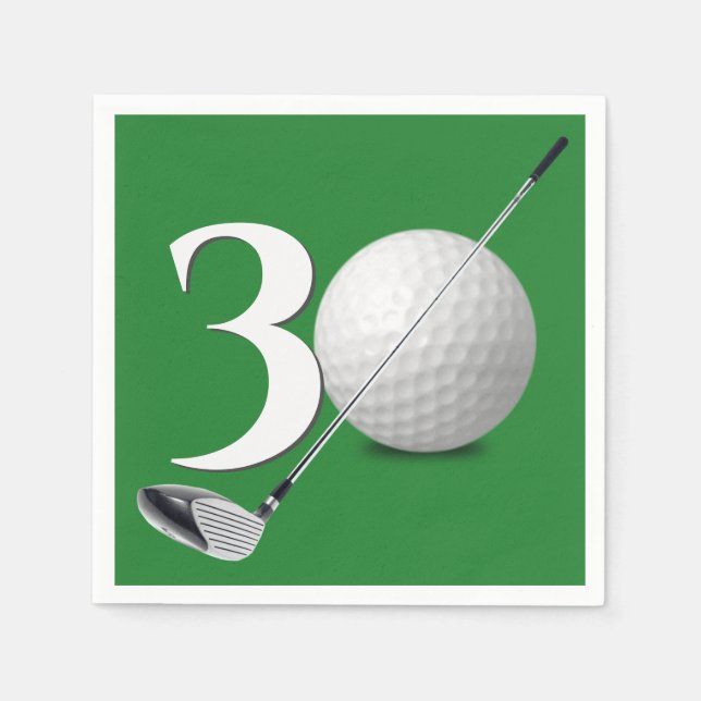 Servilleta De Papel 30.ª Bola De Golf Y Club (Anverso)