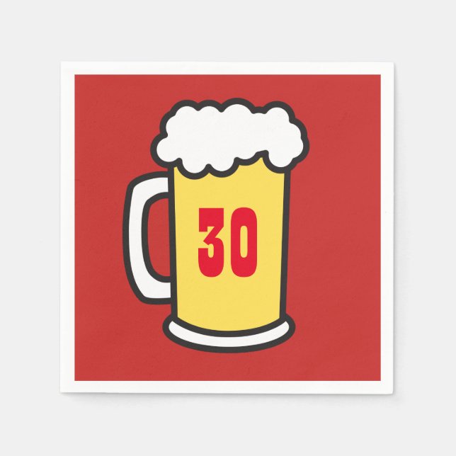 Servilleta De Papel 30.ª Cucharas de cerveza de fiesta de cumpleaños (Anverso)