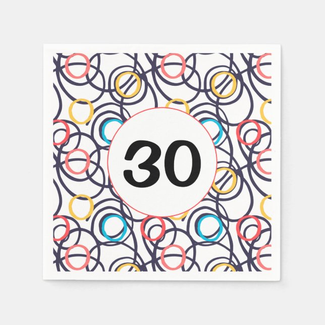 Servilleta De Papel 30.ª Fiesta de cumpleaños Funky Doodles (Anverso)