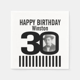 Servilleta De Papel 30.ª foto de cumpleaños toallas de foto de franja 