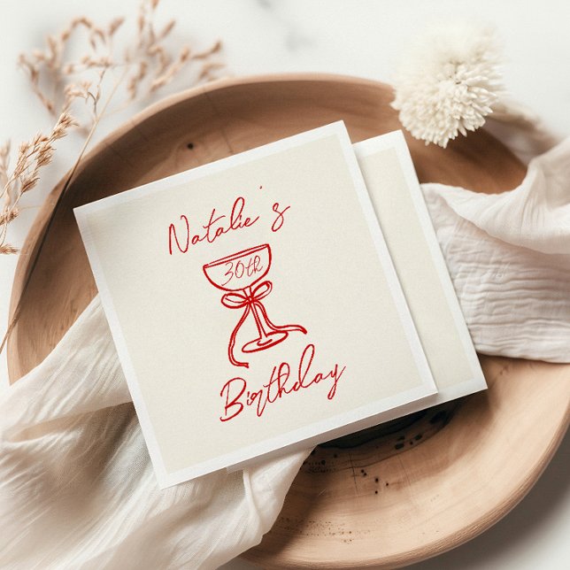 Servilleta De Papel 30.ª Mano Retro Dibujó Vidrio de Champán Cumpleaño (Subido por el creador)