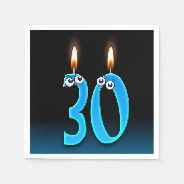 Servilleta De Papel 30.ª vela de cumpleaños con ojos (Anverso)