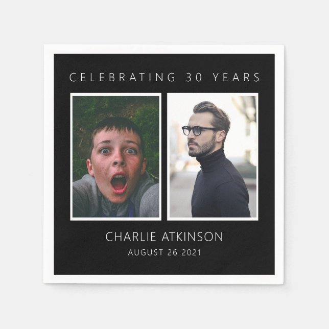 Servilleta De Papel 30.º collage de fotos (Anverso)