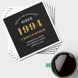 Servilleta De Papel 30.º cumpleaños 1994 Oro Negro