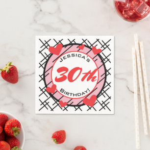 Servilleta De Papel 30.º cumpleaños Funky Hearts Paper Napkins