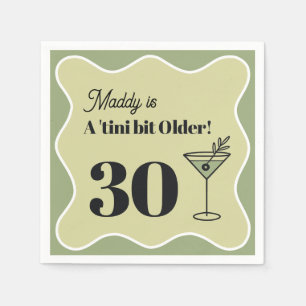 Servilleta De Papel 30.º cumpleaños Martini Napkin Green