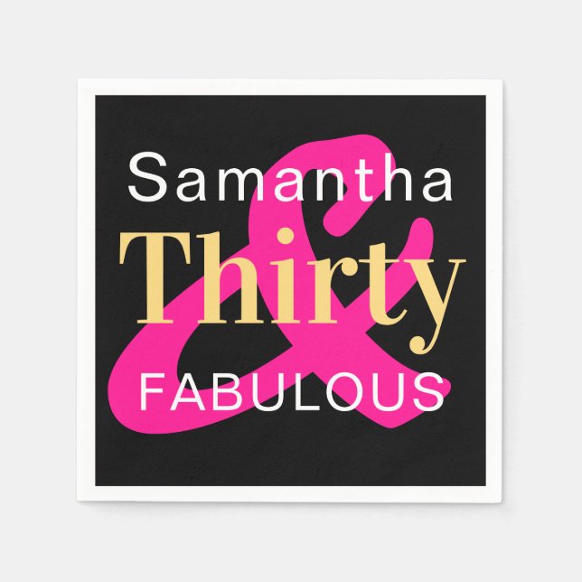 Servilleta De Papel 30.º cumpleaños Personalizado Treinta Fabuloso Fie (Anverso)