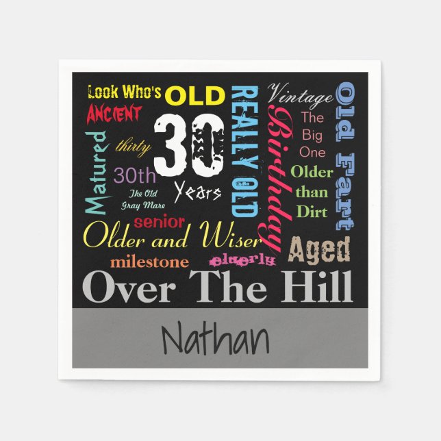 Servilleta De Papel 30.º feliz cumpleaños con un estilo de graffiti (Anverso)