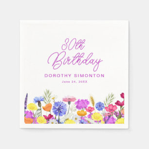 Servilleta De Papel 30.º Fiesta de cumpleaños Personalizado Purple Wil