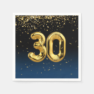 Servilleta De Papel 30.º globo de oro y servilletas de confetti