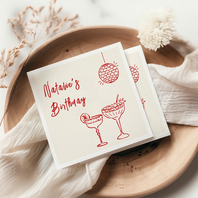 Servilleta De Papel 30.º hito rojo rosado de mano Treinta cumpleaños (Subido por el creador)