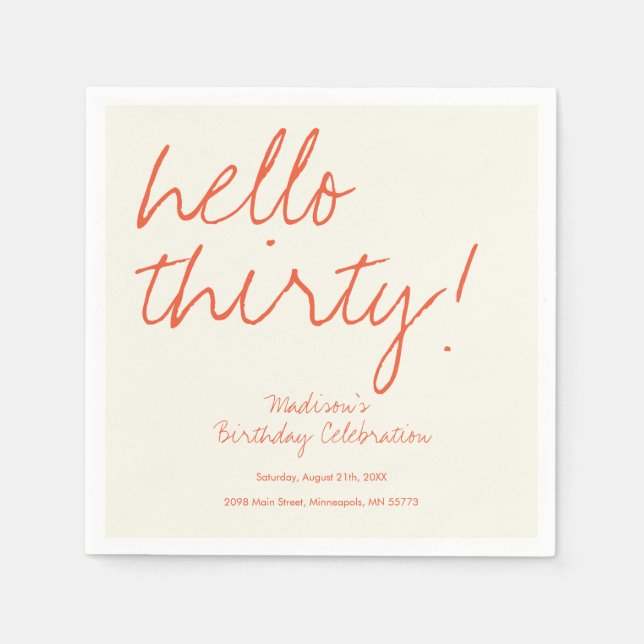 Servilleta De Papel 30 Aniversario moderno (Anverso)