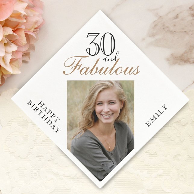 Servilleta De Papel 30 y fabuloso elegante guión foto 30 cumpleaños (Subido por el creador)