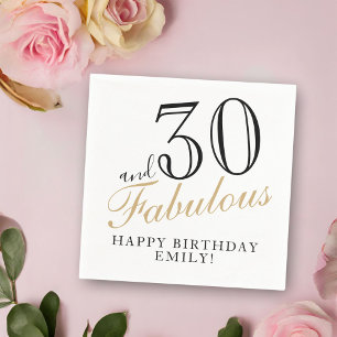 Servilleta De Papel 30 y Fabulous Elegant Script 30 cumpleaños