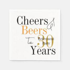 Servilleta De Papel 30 Years Retirement Cheers Beers Minimal Party