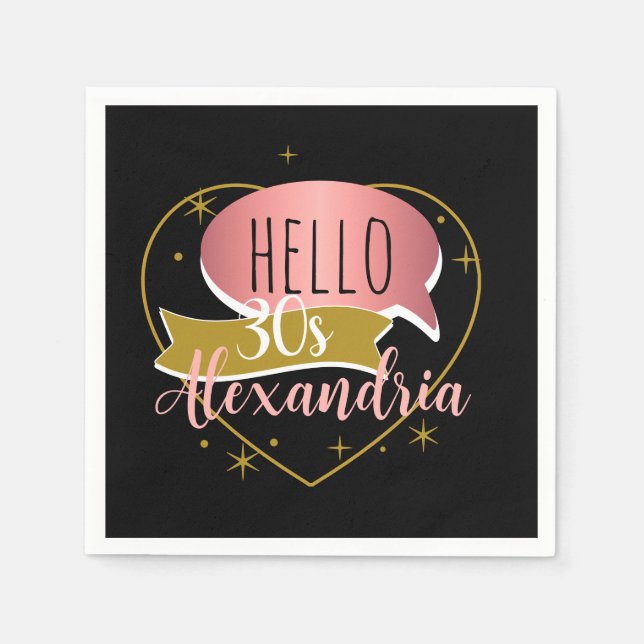 Servilleta De Papel 30th birthday hello 30 Personalized heart (Anverso)