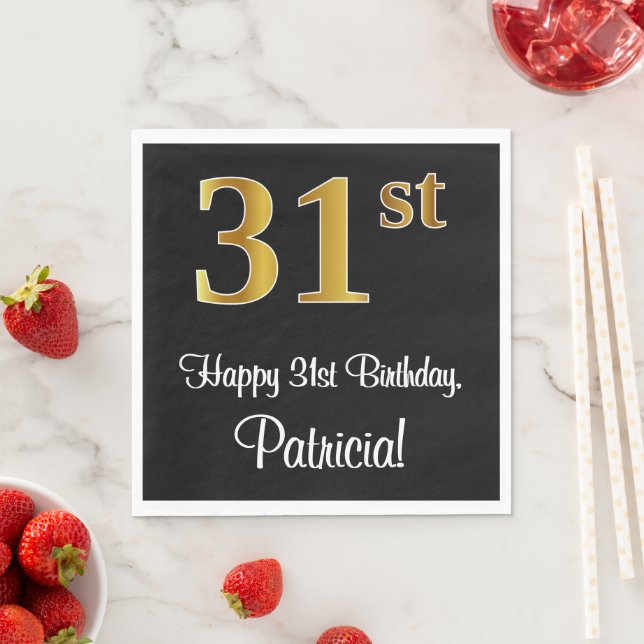 Servilleta De Papel 31 Aniversario ~ Elegante Lujoso Faux Gold Look # (In situ)