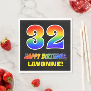 Servilleta De Papel 32º cumpleaños: audaz, divertido, simple, arcoiris