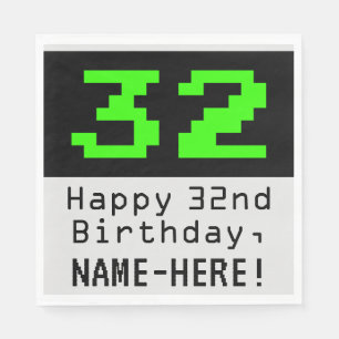 Servilleta De Papel 32º cumpleaños - Nerdy / Geeky Style "32" y nombre