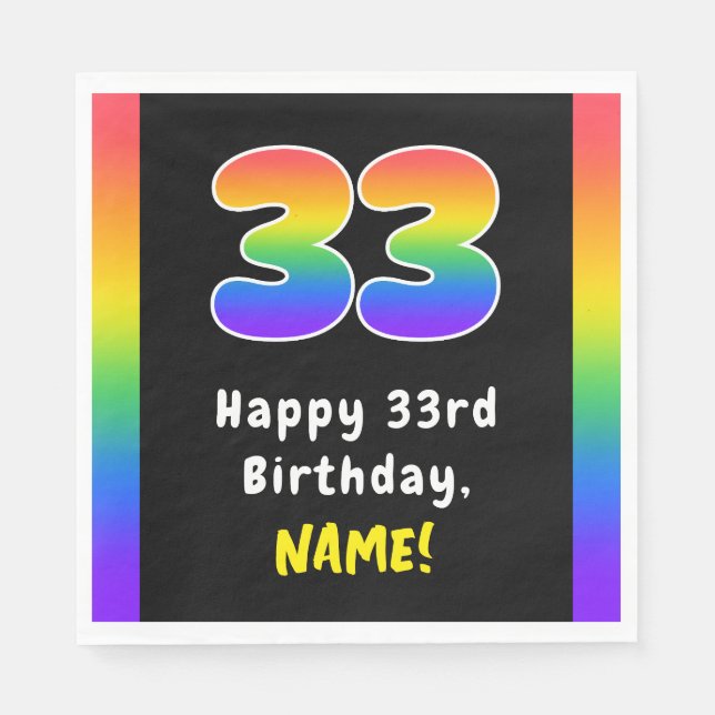 Servilleta De Papel 33.º cumpleaños: Espectro arcoiris # 33, nombre pe (Anverso)