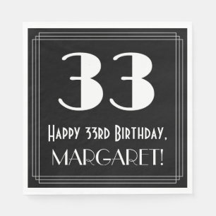 Servilleta De Papel 33 cumpleaños ~ Art Deco Inspirado look "33", nom