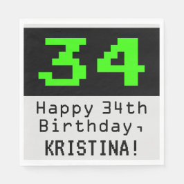 Servilleta De Papel 34º cumpleaños - Nerdy / Geeky Style "34" y nombre