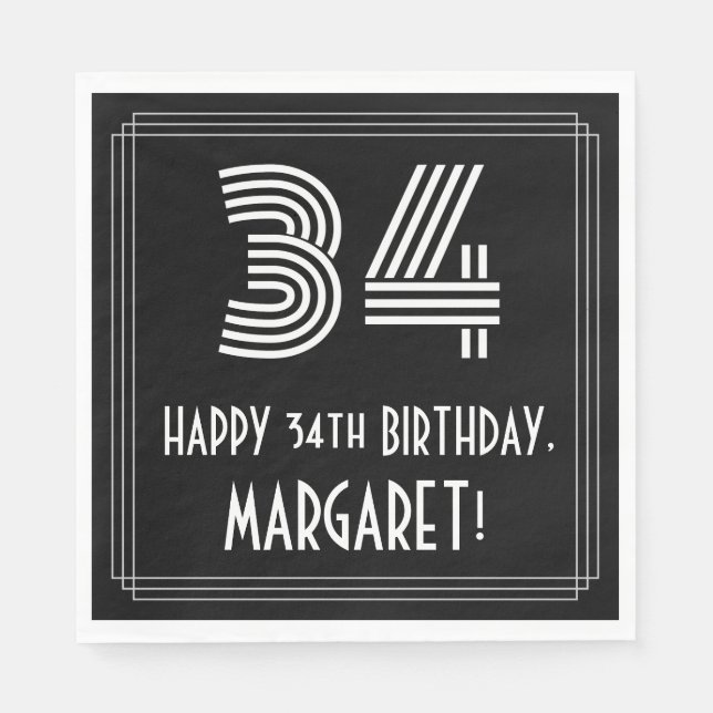Servilleta De Papel 34 Aniversario: Aspecto inspirado en el Art Deco " (Anverso)