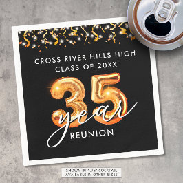 Servilleta De Papel 35.ª Clase Reunión Naranja Negro Globos Confetti