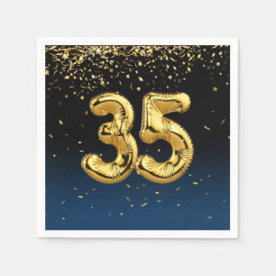 Servilleta De Papel 35.º globo de oro y servilletas de confetti