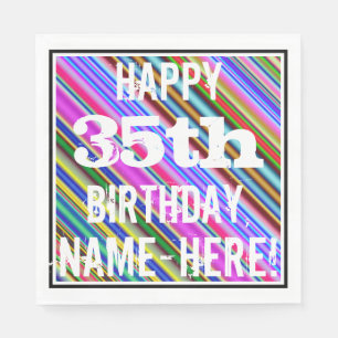 Servilleta De Papel 35to cumpleaños vibrante, colorido + Nombre de