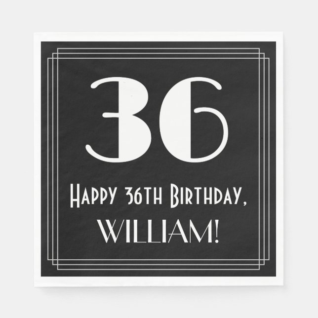 Servilleta De Papel 36º cumpleaños ~ Art Deco Inspirado Aspecto "36",  (Anverso)