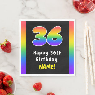 Servilleta De Papel 36º cumpleaños: Espectro arcoiris # 36, nombre per