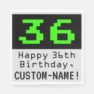 Servilleta De Papel 36º cumpleaños - Nerdy / Geeky Style "36" y nombre