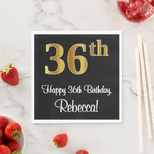 Servilleta De Papel 36 cumpleaños ~ Elegante lujoso Faux Gold Look #