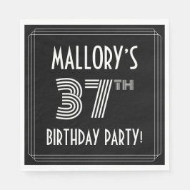 Servilleta De Papel 37.ª Fiesta de Cumpleaños: Estilo Art Deco + Nombr