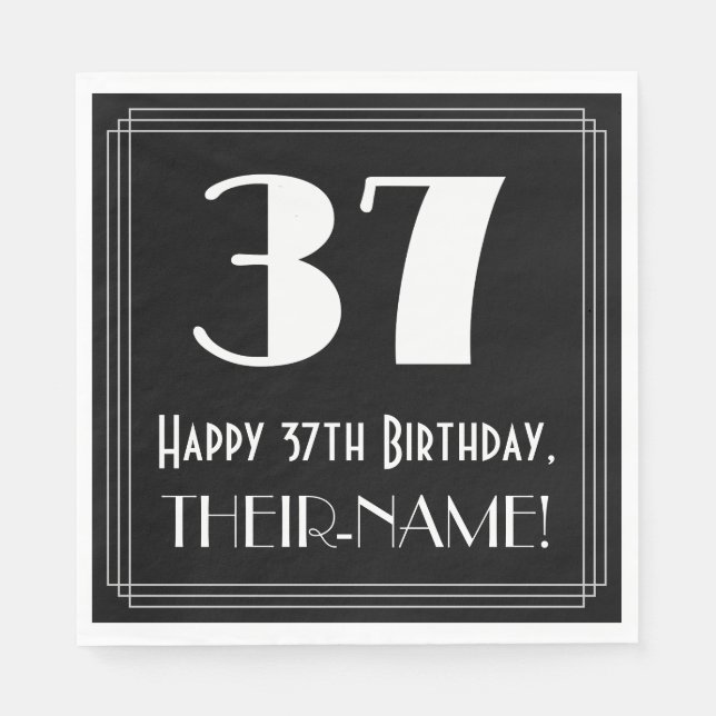 Servilleta De Papel 37 cumpleaños ~ Art Deco Inspirado Aspecto "37", n (Anverso)
