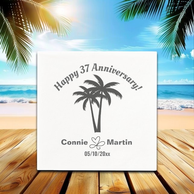 Servilleta De Papel 37th Wedding Anniversary Palm Trees (Subido por el creador)