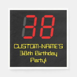 Servilleta De Papel 38º cumpleaños: Red Digital Clock Style "38" + Nom