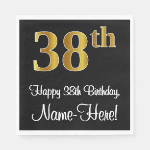 Servilleta De Papel 38 Aniversario ~ Elegante Lujoso Faux Gold Look #